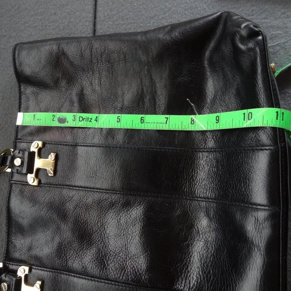 Tory Burch Black Leather T Tote Gold Bag Purse - Picture 8 of 8